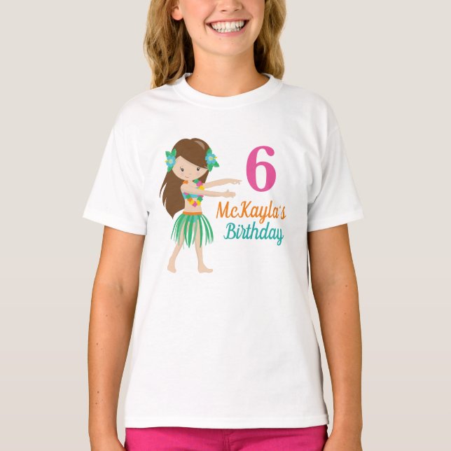 Hula Girl Dancer Niedlich Custom Kindergeburtstag  T-Shirt (Vorderseite)