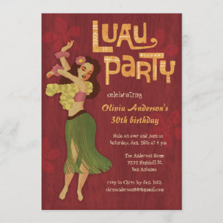 Hula Girl Hawaiian Luau Einladungen