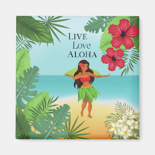 Hula Girl Live Liebe Aloha Magnet