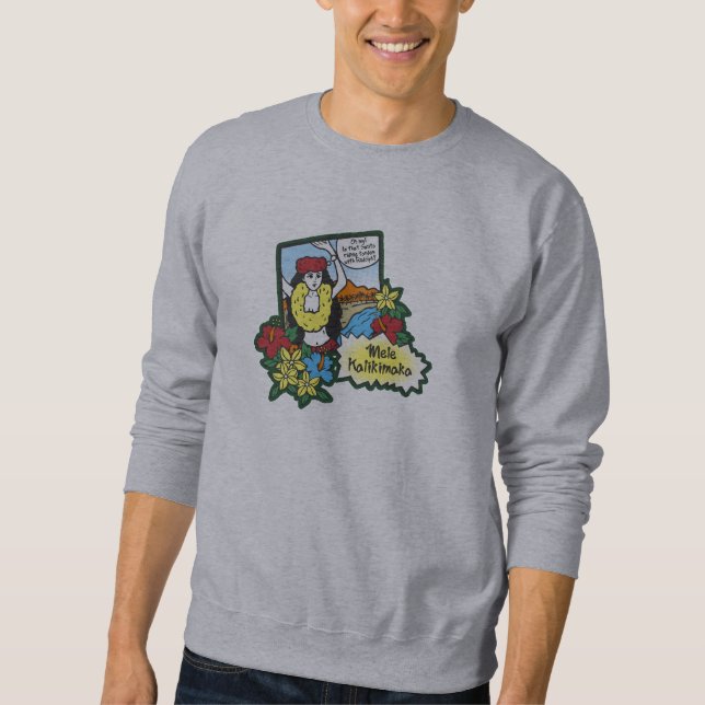 Hula Girl Mele Kalikimaka Hawaiian Xmas Cartoon Sweatshirt (Vorderseite)