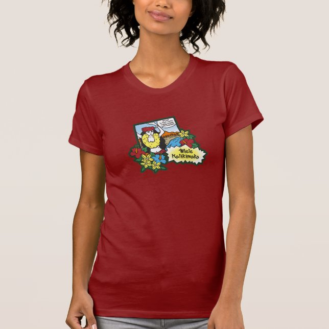 Hula Girl Mele Kalikimaka Hawaiian Xmas Cartoon T-Shirt (Vorderseite)
