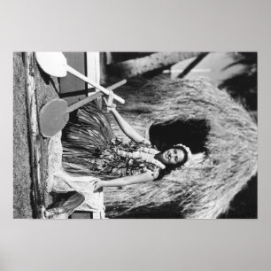 Hula Girl mit Outrigger Canoe Hawaii Fotografie Poster