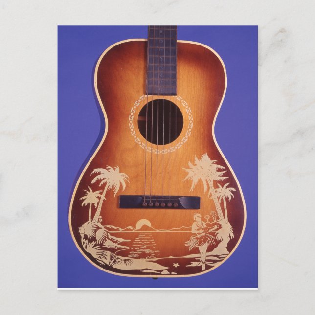 Hula Girl Playing Ukulele Hübsche Gitarre Art Postkarte (Vorderseite)