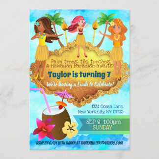 Hula Girls zum Geburtstag Einladungen