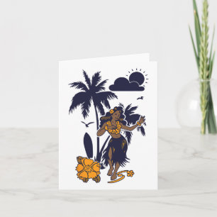 Hula Hawaiian Girl Vintag Graphic Karte