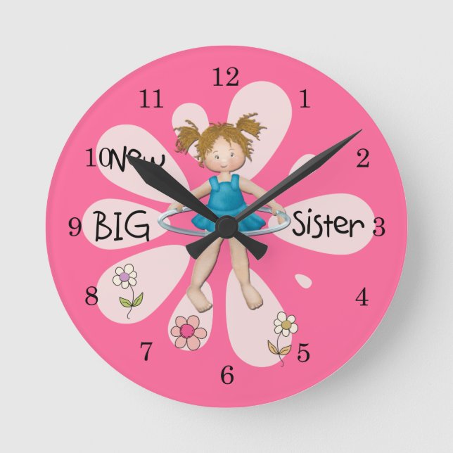 Hula Hoop New Big Sister Runde Wanduhr (Vorderseite)