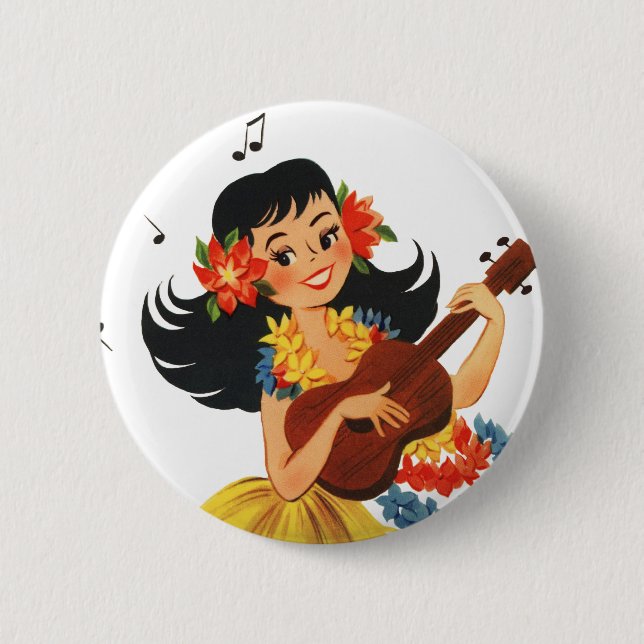 Hula Hula Mädchen Button (Vorderseite)