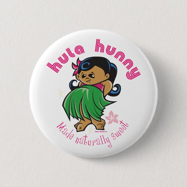 Hula Hunny Knopf Button (Vorderseite)