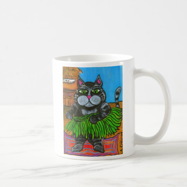 Hula Katze an einer Tiki Bar-Tasse Kaffeetasse (Rechts)