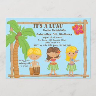 Hula Kids Luau zum Geburtstag Einladung