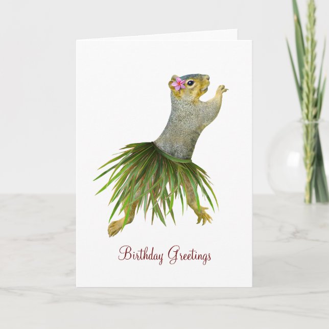 Hula Squirrel Birthday Card Karte (Vorderseite)