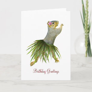 Hula Squirrel Birthday Card Karte