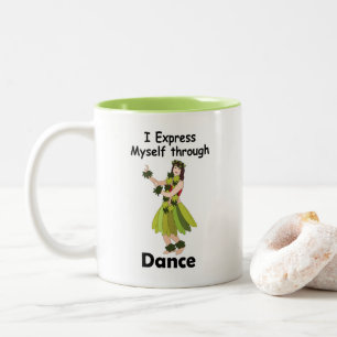 Hula-Tänzerin, die sich durch Tanz ausdrückt Zweifarbige Tasse