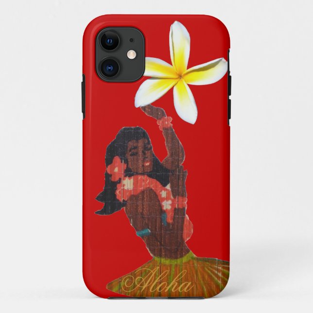 Hula Tänzertropischer Plumeria auf Rot Case-Mate iPhone Hülle (Rückseite)