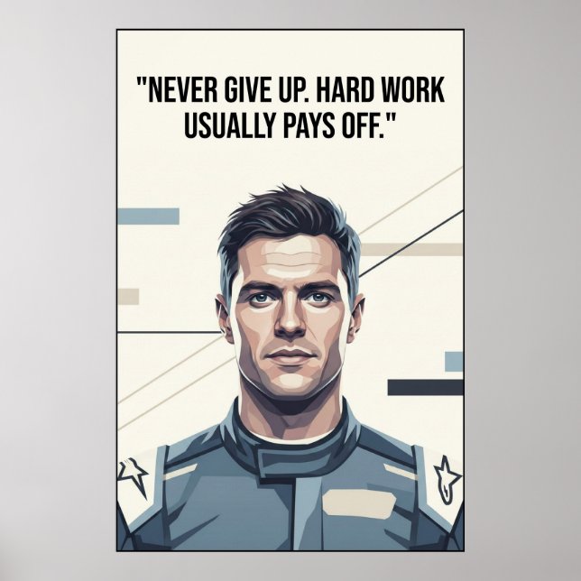 Hülkenberg Quote Poster – Never Give Up (Vorne)