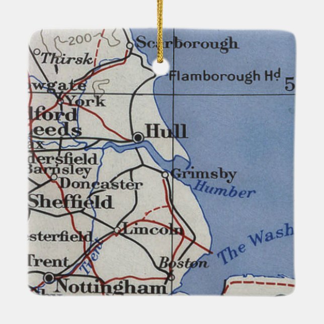 Hull England Vintage Karte Keramikornament (Rückseite)