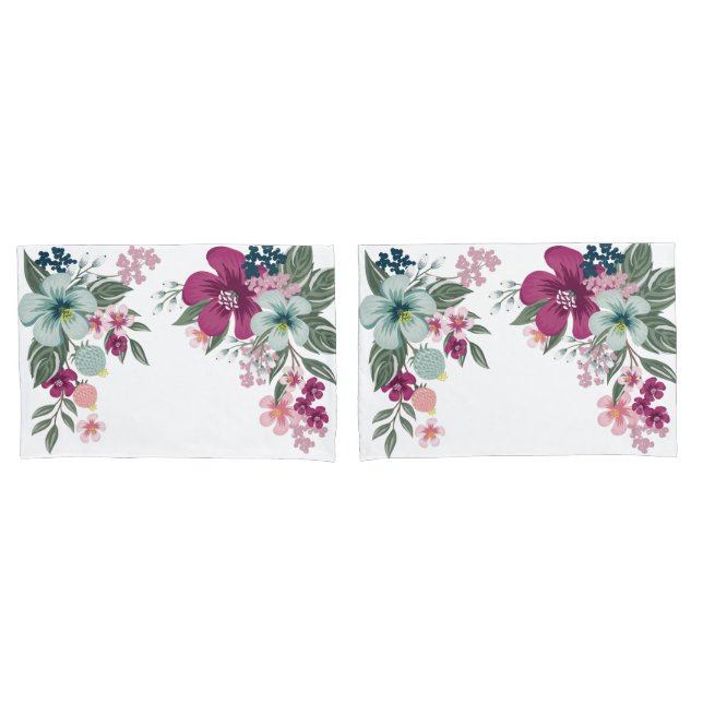 Hüllen Tropische Blume auf Weiß Kissenbezug (Vorderseite-Set)