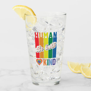 Human Be Kind Rainbow LGBTQ Glas