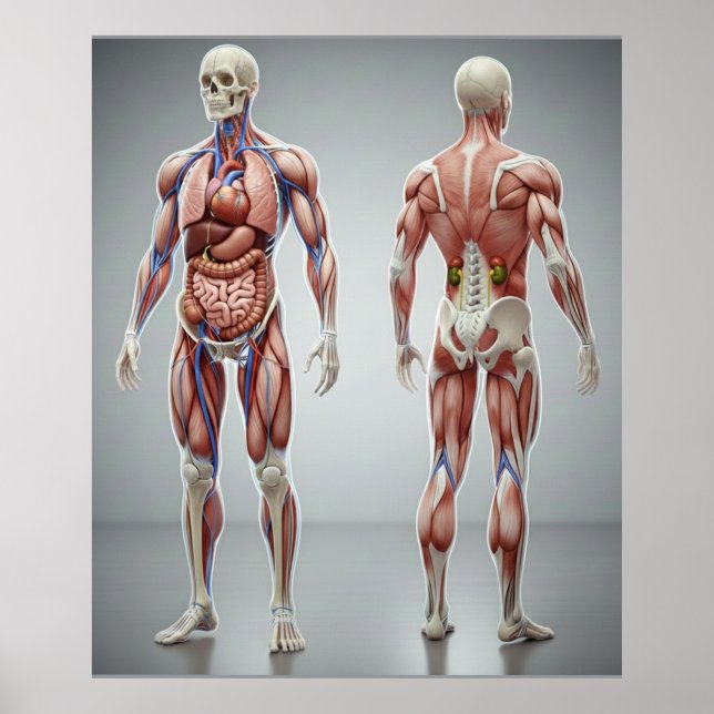 Human Body Anatomy Educational Kids Science Poster (Devant)