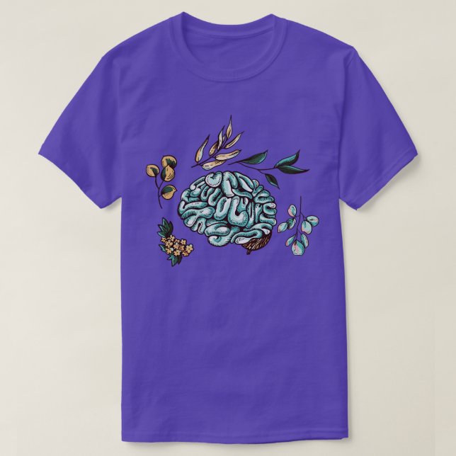 Human Brain Flowers Leaves  T-Shirt (Design vorne)