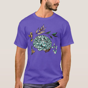 Human Brain Flowers Leaves T-Shirt