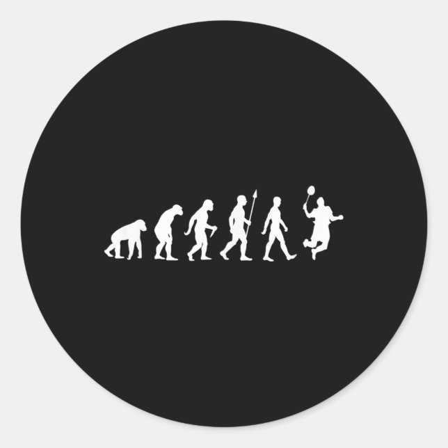 Human Evolution , Badminton Player Version Runder Aufkleber (Vorderseite)