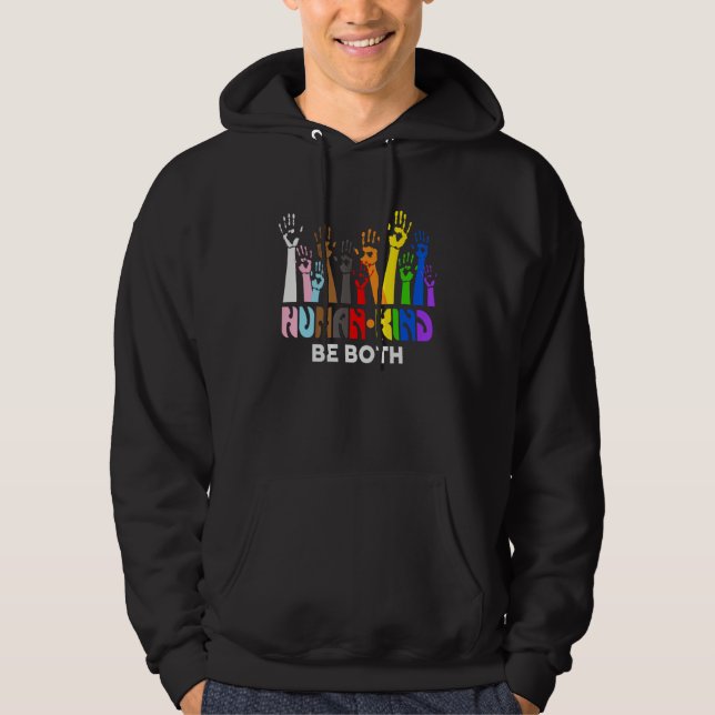 Human Kind Be Both  LGBT Gay Lesbian Pride Rainbow Hoodie (Vorderseite)