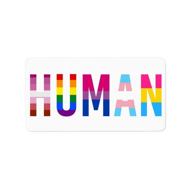 HUMAN LGBT Flag Gay Pride Monat Transgender Adressaufkleber (Vorne)