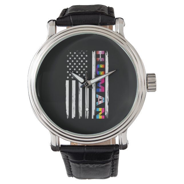 HUMAN LGBT Flag Gay Pride Monat Transgender Armbanduhr (Vorderseite)