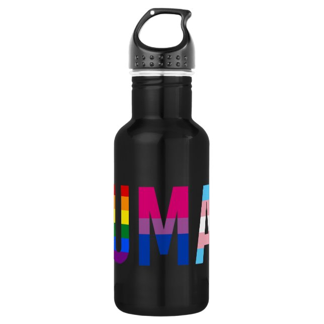 HUMAN LGBT Flag Gay Pride Monat Transgender Edelstahlflasche (Vorderseite)