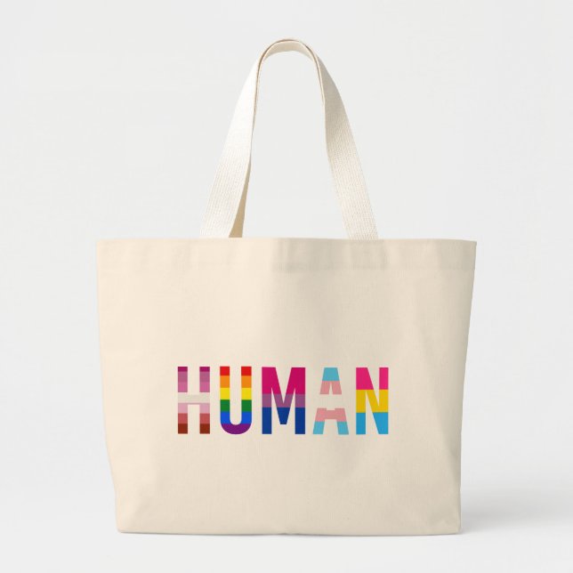 HUMAN LGBT Flag Gay Pride Monat Transgender Jumbo Stoffbeutel (Vorne)