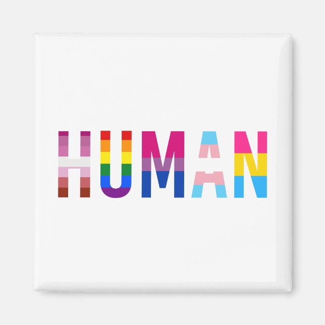 HUMAN LGBT Flag Gay Pride Monat Transgender Magnet (Vorne)