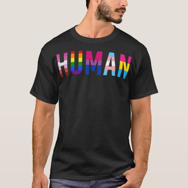 HUMAN LGBT Flag Gay Pride Monat Transgender T-Shirt (Vorderseite)