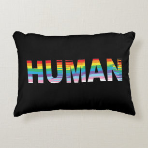 HUMAN LGBTQIA-Regenbogenflagge, Druckschreiben Dekokissen
