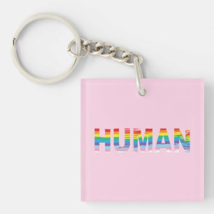 HUMAN LGBTQIA-Regenbogenflagge, Druckschreiben Schlüsselanhänger