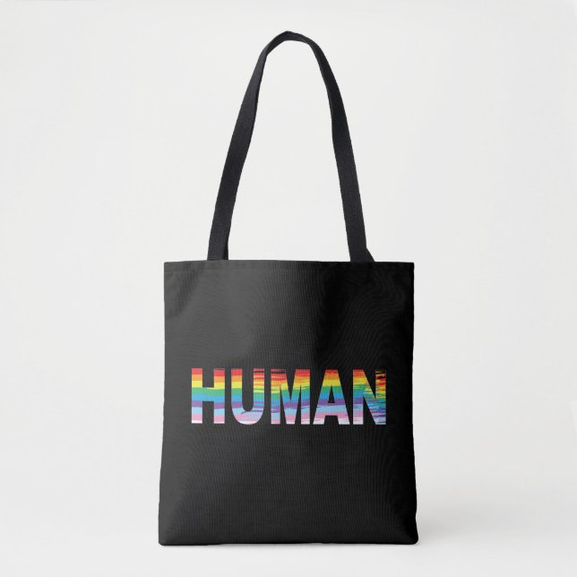 HUMAN LGBTQIA Regenbogenflagge, Pride Trendy Tote  Tasche (Vorderseite)