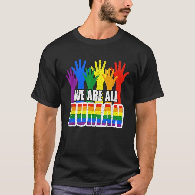 Human Pride Month Rainbow LGBT Flag Lesbian Trans  T-Shirt (Vorderseite)
