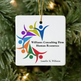 Human Resources Custom Company Rainbow Christmas Keramikornament