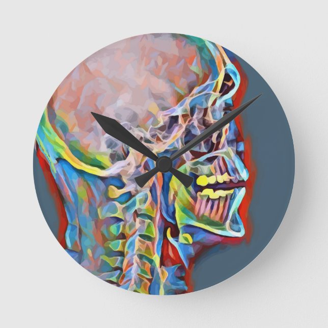 Human Skeleton Skull Abstract Anatomy Art  Runde Wanduhr (Vorderseite)