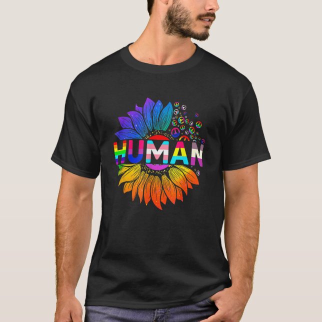 Human Sunflower Rainbow LGBT Flag Gay Pride Proud  T-Shirt (Vorderseite)