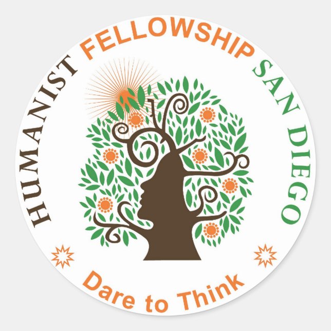 Humanistische Fellowship des San Diego-Logos Runder Aufkleber (Vorderseite)
