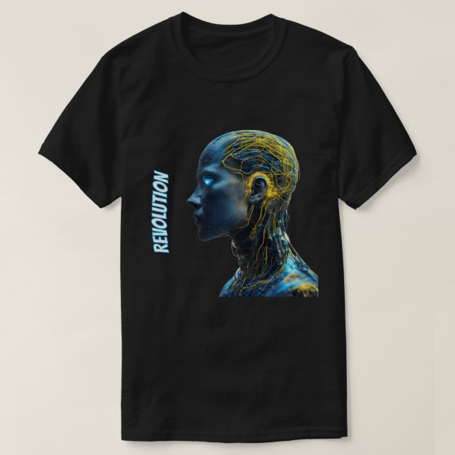 Humanoid Robot Face Artificial Intelligence Tech T-Shirt (Design vorne)