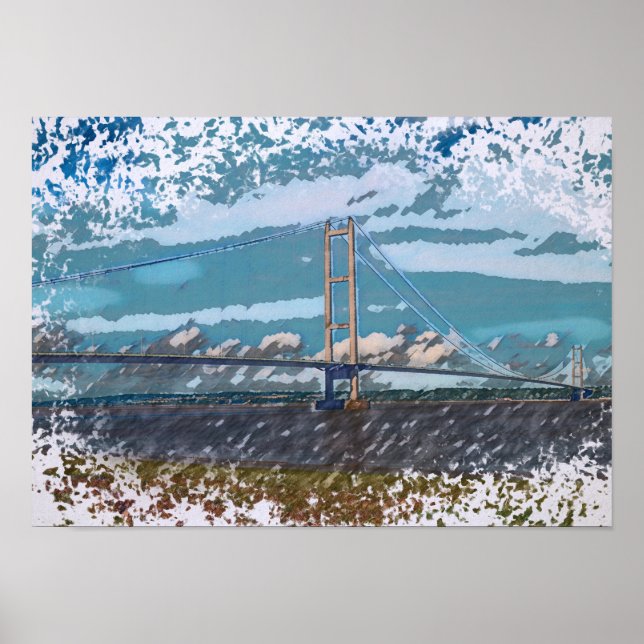 Humber Bridge Impressionistische Landschaft Poster (Vorne)