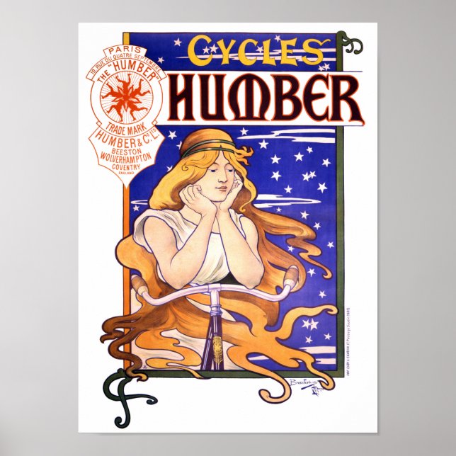 Humber Cycles Vintages Werbeplakat der 1890er Jahr Poster (Vorne)