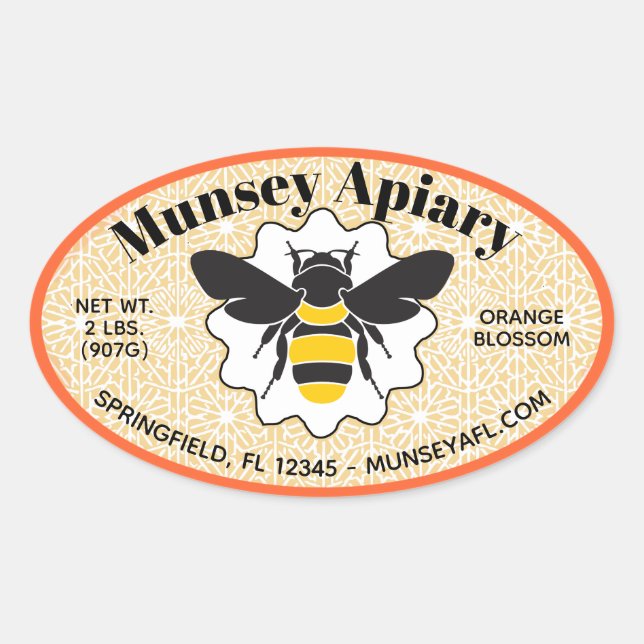 Humble Bee Apiary Name Honey Jar Stickers (Vorderseite)