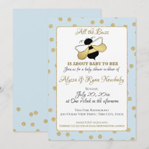 Humble Bee Buzz Baby Dusche Blue Einladung