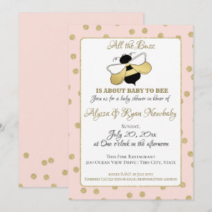 Humble Bee Buzz Pink Babydusche Einladung