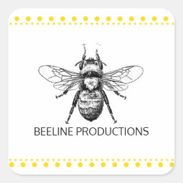 Humble Bee Gold Quadratischer Aufkleber