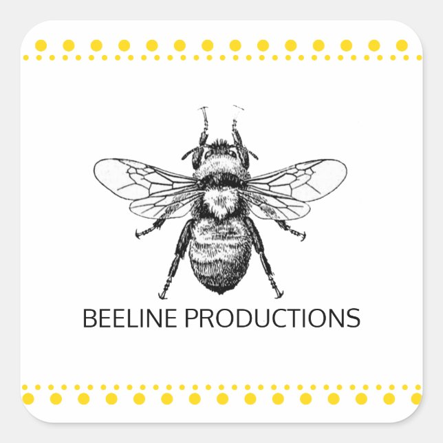 Humble Bee Gold Quadratischer Aufkleber (Vorderseite)