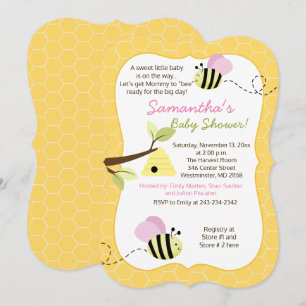 Humble Bee Pink Girl Baby Dusche Einladung